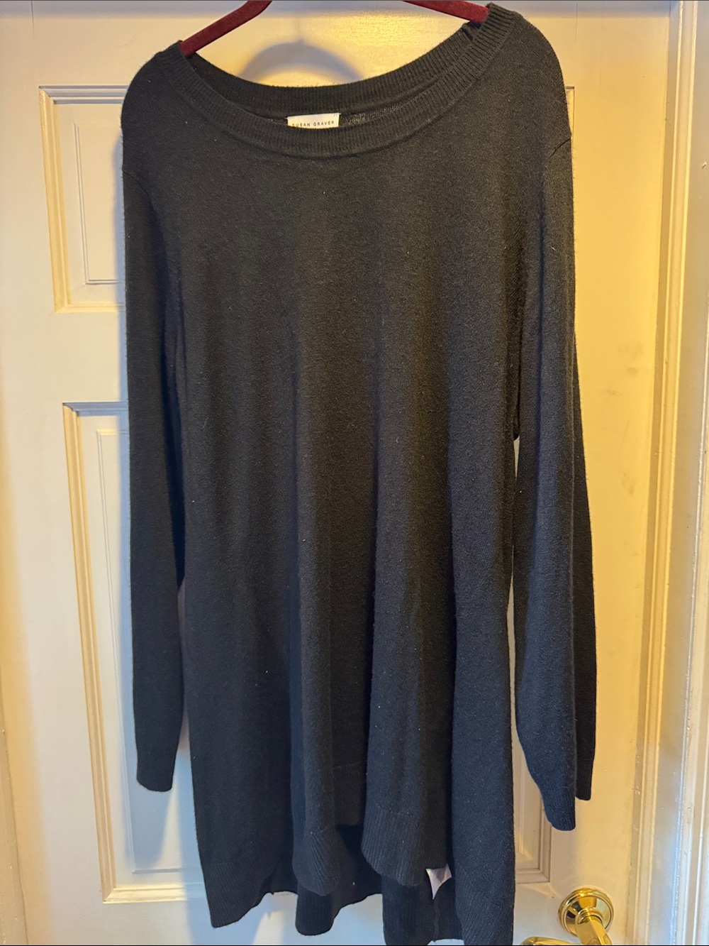 Susan Graver Black Knit Crewneck Sweater